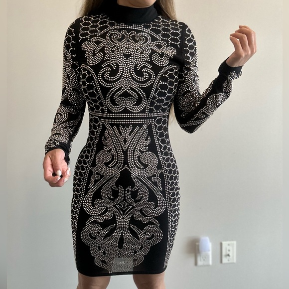 Mockneck long sleeve midi dress - Picture 1 of 5